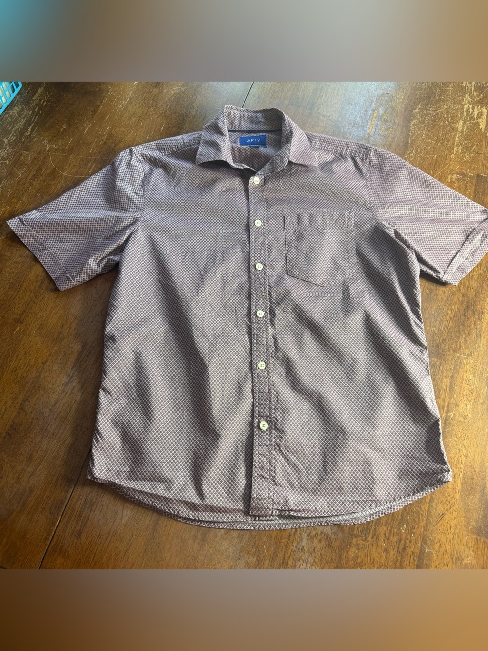 APT.9 Men’s Small Short Sleeve Button Down Shirt Untucked Fit Geometric